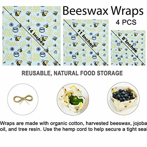 Set of beeswax wraps in three sizes for reusable natural food storage.