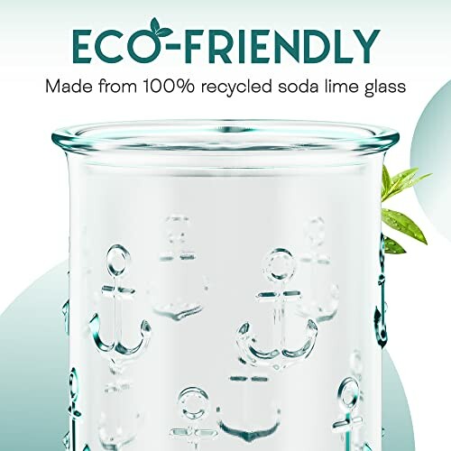 Eco-friendly glass made from recycled soda lime glass with anchor design.