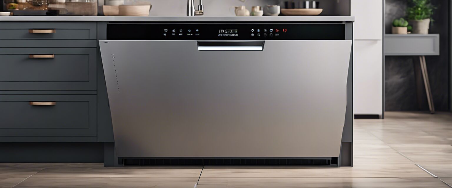 Smart dishwasher in a modern kitchen