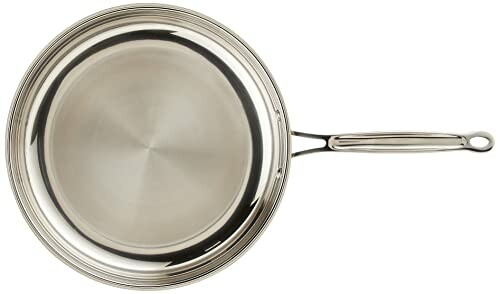 Stainless steel frying pan with a long handle