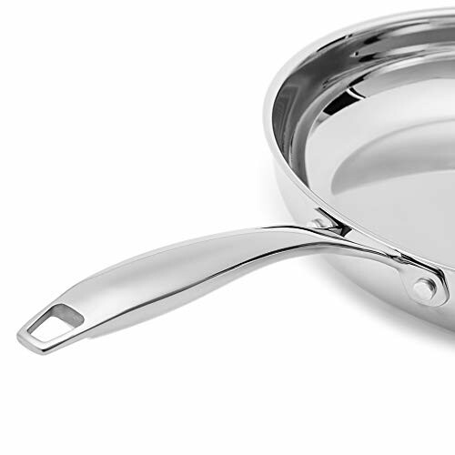 Stainless steel frying pan with handle