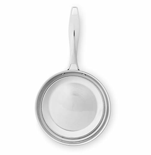 Stainless steel frying pan with a handle